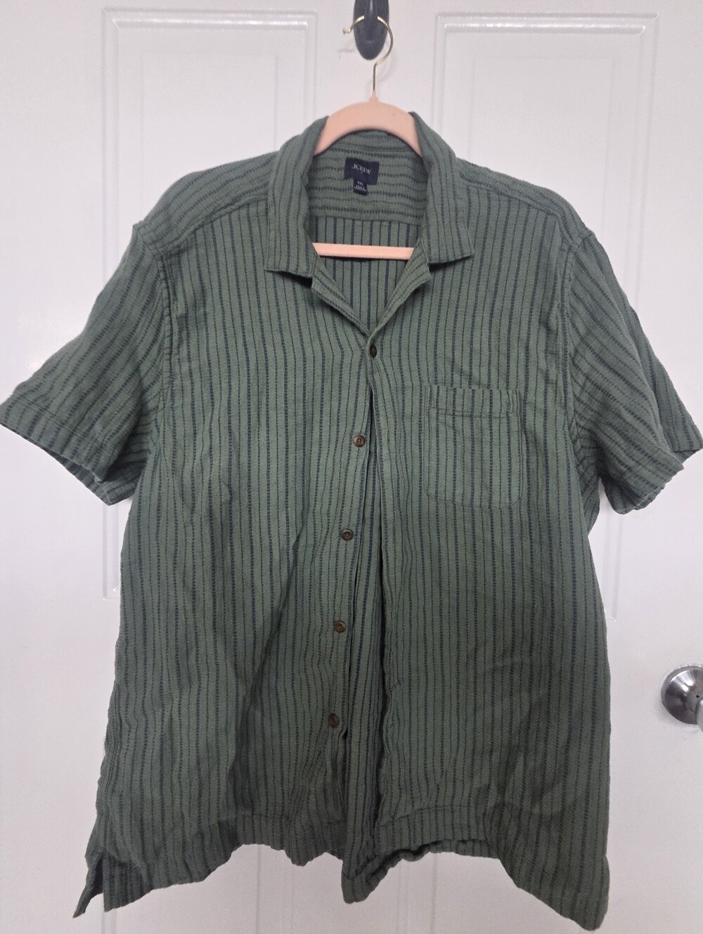 J. Crew Olive Green Short-Sleeve Button-Up Shirt xxl